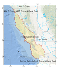 Map of N Central California Coast Recovery Domain